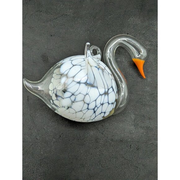 Vintage Ornament Swan Hand Blown Glass Hanging Christmas tree 4" - Picture 12 of 16